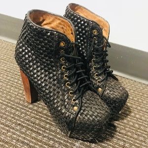Jeffrey Campbell woven Lita booties